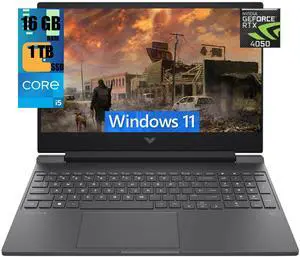 HP Victus 15 Gaming Laptop, 15.6" FHD 144Hz Display, Intel Core i5-13500H 12-Cores Processor, NVIDIA GeForce RTX 4050 6GB GDDR6, 16GB DDR4  1TB PCIe SSD,  Backlit KYB, WiFi 6, Windows 11