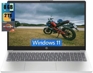 HP 15 Laptop, 15.6" HD (1366 x 768) Touchscreen, AMD Ryzen 5 7520U 4 Cores Processor, AMD Radeon Graphics, 8GB  DDR4  2TB PCIe SSD, Bluetooth, Wi-Fi, Windows 11 Home