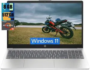 HP 15 Laptop, 15.6" HD (1366 x 768) Touchscreen, AMD Ryzen 5 7520U 4 Cores Processor, AMD Radeon Graphics, 8GB  DDR4  512GB  PCIe SSD, Bluetooth, Wi-Fi, Windows 11 Home