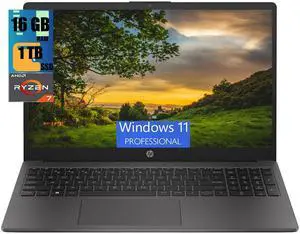 HP 255 G10 15 Business Laptop, 15.6" FHD (1920 x 1080) Display, AMD Ryzen 7 7730U 8 Cores Processor, AMD Radeon Graphics, 16GB DDR4  1TB PCIe SSD, Webcam, Wi-Fi 6, Windows 11 Pro