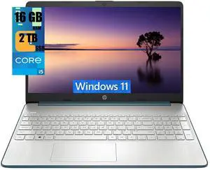 HP 15 Laptop, 15.6" FHD (1920 x 1080) Display, Intel Core i5-1235U 10 Cores Processor, Intel Iris Xe Graphics, 16GB DDR4  2TB PCIe SSD, Bluetooth, HDMI, WiFi 5, Windows 11