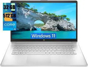 HP 17 Laptop, 17.3" HD+ Touchscreen, Intel Core i5-1334U 10 Cores Processor, Intel Iris Xe Graphics, 32GB DDR4 512GB PCIe SSD, Webcam, HDMI, FP Reader, Backlit KB, Wi-Fi 6, Windows 11 HP 17 Laptop, 17.3" HD+ Touchscreen, Intel Core i5-1334U 10 Cores Processor, Intel Iris Xe Graphics, 32GB DDR4 512GB PCIe SSD, Webcam, HDMI, FP Reader, Backlit KB, Wi-Fi 6, Windows 11