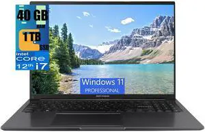 ASUS Vivobook 16 Laptop, 16" WUXGA (1920 X 1200) Display, Intel Core i7-1255U 10 Cores Processor, Intel Iris Xe Graphics, 40GB DDR4  1TB PCIe SSD, Webcam, HDMI, Wi-Fi, Windows 11 Pro