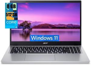 Acer Aspire Go 15 Slim Laptop, 15.6" Full HD Display, Intel Core i3-N305 8 Cores Processor, Intel UHD Graphics, 8GB  DDR4  512GB  PCIe SSD, Wi-Fi 6, Bluetooth 5.1, HDMI, Webcam, Windows 11 Home