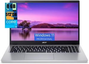 Acer Aspire Go 15 Slim Laptop, 15.6" Full HD Display, Intel Core i3-N305 8 Cores Processor, Intel UHD Graphics, 8GB  DDR4  512GB  PCIe SSD, Wi-Fi 6, Bluetooth 5.1, HDMI, Webcam, Windows 11 Pro