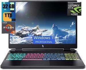 Acer Nitro 16 Gaming Laptop, 16" WUXGA 165Hz Display, AMD Ryzen 5 7640HS Hexa-Core Processor, GeForce RTX 4050 6GB Graphic, 32GB DDR5  1TB PCIe SSD, WiFi 6E, RGB Backlit KB, Windows 11 Pro