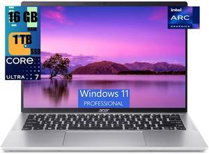 Acer Swift Go 14 Intel Evo Laptop, 14" WUXGA Touchscreen, Intel Ultra 7 155H 16-Core Processor, Intel Arc Graphics, 16GB  DDR4  1TB PCIe SSD, Wi-Fi Backlit Keyboard Fingerprint, Windows 11 Pro