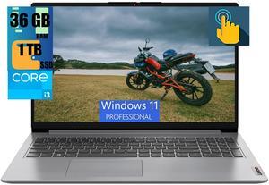 Lenovo Ideapad 1i 15 Laptop, 15.6" FHD (1920x1080) Touchscreen, Intel Core i3-1215U 6-core processor, Intel UHD Graphics, 36GB DDR4  1TB PCIe SSD, Wi-Fi, HDMI, Windows 11 Pro
