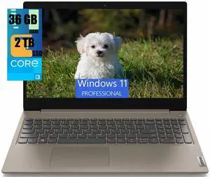 Lenovo Ideapad 3i 15 Laptop, 15.6" FHD Display, Intel Core i3-1115G4, 2 Cores Processor, Intel Iris Xe Graphics, 36GB DDR4  2TB PCIe SSD, Fingerprint Reader, WiFi 5, Webcam, Windows 11 Pro