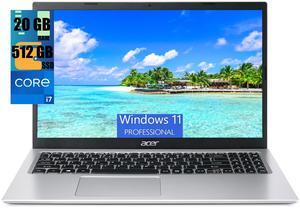 Acer Aspire 3 15 Laptop, 15.6" FHD (1920 x 1080) Display, Intel Core i7-1165G7 Quad-core Processor, Intel Iris Xe Graphics, 20GB DDR4  512GB PCIe SSD, Wi-Fi 6, Long Battery Life, Windows 11 Pro
