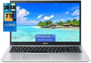 Acer Aspire 3 15 Laptop, 15.6" FHD (1920 x 1080) Display, Intel Core i7-1165G7 Quad-core Processor, Intel Iris Xe Graphics, 36GB DDR4  2TB PCIe SSD, Wi-Fi 6, Long Battery Life, Windows 11 Pro