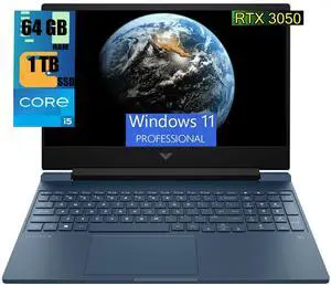 HP Victus 15 Gaming Laptop, 15.6" FHD 144Hz Display, Intel Core i5-12450H 8 Cores Processor, NVIDIA GeForce RTX 3050 4 GB GDDR6, 64GB DDR4  1TB PCIe SSD, Backlit Keyboard, Wi-Fi 6, Windows 11 Pro
