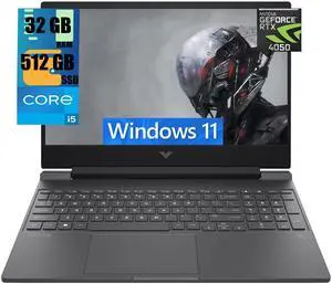 HP Victus 15 Gaming Laptop, 15.6" FHD 144Hz Display, Intel Core i5-13500H 12-Cores Processor, NVIDIA GeForce RTX 4050 6GB GDDR6, 32GB DDR4  512GB PCIe SSD,  Backlit KYB, WiFi 6, Windows 11