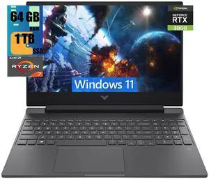 HP Victus 15 Gaming Laptop, 15.6" Full HD 144Hz Display, AMD Ryzen 7 8845HS 8 Core Processor, NVIDIA GeForce RTX 4060 8GB GDDR6, 64GB DDR5  1TB PCIe SSD, Wi-Fi 6E +Bluetooth 5.3, Windows 11