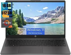 HP 255 G10 15 Business Laptop, 15.6" FHD (1920 x 1080) Display, AMD Ryzen 7 7730U 8 Cores Processor, AMD Radeon Graphics, 16GB DDR4  512GB PCIe SSD, Webcam, Wi-Fi 6, Windows 11 Pro