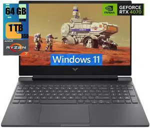 HP Victus 16 Gaming Laptop, 16.1" FHD 144 Hz Display, AMD Ryzen 7 8845HS 8 Cores Processor, NVIDIA GeForce RTX 4070 8GB GDDR6, 64GB DDR5  1TB PCIe SSD, Backlit Keyboard, Wi-Fi 6 Windows 11