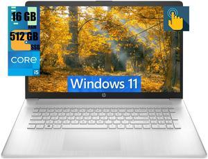 HP 17 Laptop, 17.3" HD+ Touchscreen, Intel Core i5-1334U 10 Cores Processor, Intel Iris Xe Graphics, 16GB DDR4  512GB PCIe SSD, Webcam, HDMI, FP Reader, Backlit KB, Wi-Fi 6, Windows 11