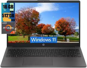 HP 255 G10 15 Laptop, 15.6" FHD (1920 x 1080) Display, AMD Ryzen 7 7730U 8 Cores Processor, AMD Radeon Graphics, 16GB DDR4  512GB PCIe SSD, Numeric Keypad, Webcam, Wi-Fi 6, Windows 11