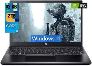 Acer Nitro V 15 Gaming Laptop, 15.6" FHD 144Hz Display, Intel Core i5-13420H 8 cores Processor, NVIDIA GeForce RTX 2050 4GB GDDR6, 32GB DDR5  2TB PCIe SSD, Backlit Keyboard, WiFi 6, Windows 11