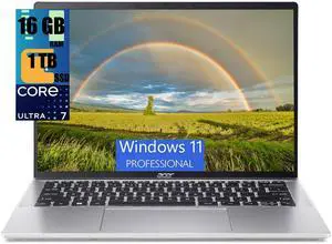 Acer Swift Go 14 Intel Evo Laptop, 14" WUXGA Touchscreen, Intel Ultra 7 155H 16-Core Processor, Intel Arc Graphics, 16GB  DDR4  1TB PCIe SSD, Wi-Fi Backlit Keyboard Fingerprint, Windows 11 Pro