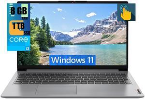 Lenovo Ideapad 1i 15 Laptop, 15.6" FHD (1920x1080) Touchscreen, Intel Core i3-1215U 6-core processor, Intel UHD Graphics, 8GB DDR4  1TB PCIe SSD, Wi-Fi, HDMI, Windows 11