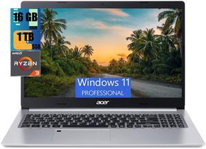 Acer Aspire 5 15 Laptop, 15.6" FHD (1920 x 1080) Display, AMD Ryzen 3 3350U Quad-Core Processor, AMD Radeon Vega 6 graphics, 16GB DDR4  1TB PCIe SSD, WiFi 6, Backlit KB, Windows 11 Pro