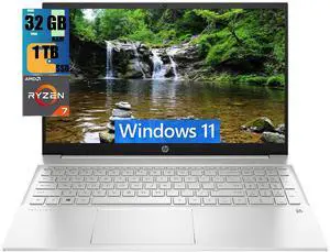 HP Pavilion 15 Laptop, 15.6" Full HD Touchscreen, AMD Ryzen 7 5825U 8 Cores Processor, AMD Radeon Graphics, 32GB DDR4  1TB PCIe SSD, Backlit Keyboard, Wi-Fi 6, HDMI, Bluetooth, Windows 11