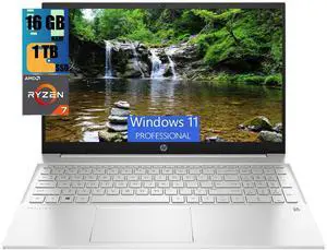 HP Pavilion 15 Laptop, 15.6" Full HD Touchscreen, AMD Ryzen 7 5825U 8 Cores Processor, AMD Radeon Graphics, 16GB DDR4  1TB PCIe SSD, Backlit Keyboard, Wi-Fi 6, HDMI, Bluetooth, Windows 11 Pro