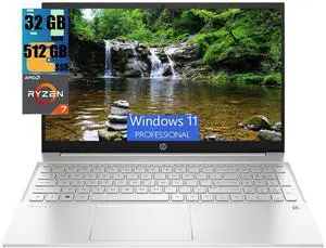 HP Pavilion 15 Laptop, 15.6" Full HD Touchscreen, AMD Ryzen 7 5825U 8 Cores Processor, AMD Radeon Graphics, 32GB DDR4  512GB PCIe SSD, Backlit Keyboard, Wi-Fi 6, HDMI, Bluetooth, Windows 11 Pro