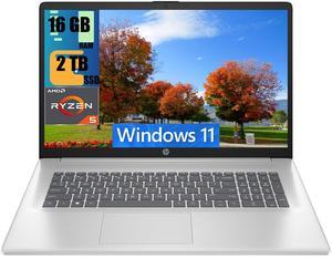 HP 17 Laptop, 17.3" FHD (1920 x 1080) Display, AMD Ryzen 5 7430U 6 cores Processor, AMD Radeon Graphics, 16GB DDR4  2TB PCIe SSD, HDMI, Wi-Fi 6, Bluetooth, Windows 11