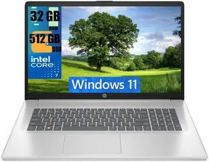 HP 17 Laptop, 17.3" FHD (1920 x 1080) Display, Intel 7 150U 10-Cores Processor, Intel Graphics, 32GB DDR4  512GB PCIe SSD, Wi-Fi 6 (2x2) and Bluetooth 5.3, Windows 11