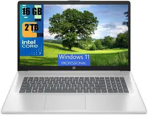 HP 17 Laptop, 17.3" FHD (1920 x 1080) Display, Intel 7 150U 10-Cores Processor, Intel Graphics, 16GB DDR4  2TB PCIe SSD, Wi-Fi 6 (2x2) and Bluetooth 5.3, Windows 11 Pro