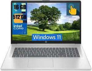 HP 17 Laptop, 17.3" HD+ (1600 x 900) Touchscreen, Intel 7 150U 10-Cores Processor, Intel Graphics, 16GB DDR4  512GB PCIe SSD, Wi-Fi 6 (2x2) and Bluetooth 5.3, Windows 11