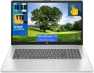 HP 17 Laptop, 17.3" HD+ (1600 x 900) Touchscreen, Intel 7 150U 10-Cores Processor, Intel Graphics, 16GB DDR4  1TB PCIe SSD, Wi-Fi 6 (2x2) and Bluetooth 5.3, Windows 11 Pro