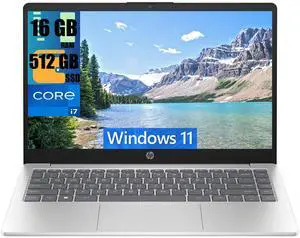 HP 14 Laptop, 14.0" Full HD (1920x1080) Display, Intel Core i7-1355U 10-Cores Processor, Intel Iris Xe Graphics, 16GB DDR4  512GB PCIe SSD, Backlit Keyboard, WiFi 6, Bluetooth, Windows 11