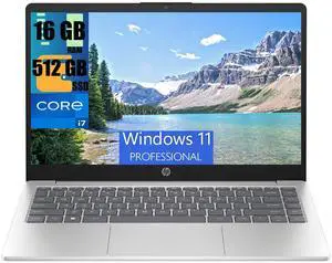 HP 14 Laptop, 14.0" Full HD (1920x1080) Display, Intel Core i7-1355U 10-Cores Processor, Intel Iris Xe Graphics, 16GB DDR4  512GB PCIe SSD, Backlit Keyboard, WiFi 6, Bluetooth, Windows 11 Pro
