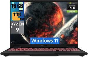 ASUS TUF A16 Gaming, 16" 165Hz Display, AMD Ryzen AI 9 HX 370 12 Cores Processor, NVIDIA GeForce RTX 4060 8GB GDDR6 Graphics, 16GB  DDR4  1TB PCIe SSD, Wi-Fi 6E + Bluetooth 5.3, Windows 11 Home