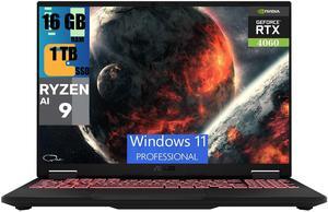 ASUS TUF A16 Gaming, 16" 165Hz Display, AMD Ryzen AI 9 HX 370 12 Cores Processor, NVIDIA GeForce RTX 4060 8GB GDDR6 Graphics, 16GB  DDR4  1TB PCIe SSD, Wi-Fi 6E + Bluetooth 5.3, Windows 11 Pro