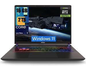 MSI Vector 16 HX AI Gaming Laptop, 16" QHD+ 240Hz Display, Intel Ultra 7 255HX 20 cores Processor, Geforce RTX 5070 Ti 12GB GDDR7, 16GB DDR5  2TB PCIe SSD, RGB Backlit Thunderbolt5, Windows 11