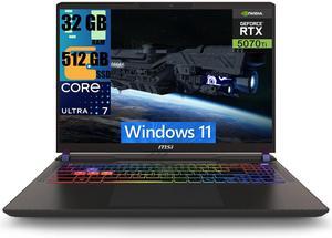 MSI Vector 16 HX AI Gaming Laptop, 16" QHD+ 240Hz Display, Intel Ultra 7 255HX 20 cores Processor, Geforce RTX 5070 Ti 12GB GDDR7, 32GB DDR5  512GB PCIe SSD, RGB Backlit Thunderbolt5, Windows 11