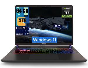 MSI Vector 16 HX AI Gaming Laptop, 16" QHD+ 240Hz Display, Intel Ultra 7 255HX 20 cores Processor, Geforce RTX 5070 Ti 12GB GDDR7, 64GB DDR5  4TB PCIe SSD, RGB Backlit Thunderbolt5, Windows 11