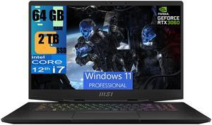 MSI Stealth GS77 17 Gaming Laptop, 17.3" FHD 144Hz Display, Intel Core i7-12700H 14-Core Processor, NVIDIA GeForce RTX 3060 6GB Graphic, 64GB DDR5  2TB PCIe SSD, RGB Backlit, Windows 11 Pro