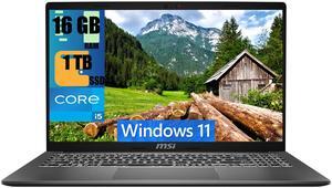 MSI Modern 15 Business Laptop, 15.6" FHD (1920 x 1080) Display, Intel Core i5-1335U 10 Cores Processor, Intel UHD Graphics, 16GB DDR4  1TB PCIe SSD, Backlit KB, WiFi 6E, Windows 11