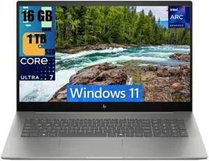 HP Envy 17 Laptop, 17.3" 4K UHD (3840 x 2160) Display, Intel Core Ultra 7 155H 16 Cores Processor, Intel Arc Graphics, 16GB DDR4  1TB PCIe SSD, HDMI, Webcam, Backlit KB, Wi-Fi 7, Windows 11
