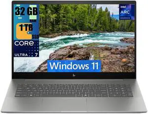 HP Envy 17 Laptop, 17.3" 4K UHD (3840 x 2160) Display, Intel Core Ultra 7 155H 16 Cores Processor, Intel Arc Graphics, 32GB DDR4  1TB PCIe SSD, HDMI, Webcam, Backlit KB, Wi-Fi 7, Windows 11