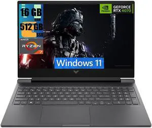 HP Victus 16 Gaming Laptop, 16.1" FHD 144Hz Display, AMD Ryzen 7 8845HS 8 Cores Processor, NVIDIA GeForce RTX 4070 8GB GDDR6, 16GB DDR5  512GB PCIe SSD, Backlit Keyboard, Wi-Fi 6, Windows 11