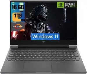 HP Victus 16 Gaming Laptop, 16.1" FHD 144Hz Display, AMD Ryzen 7 8845HS 8 Cores Processor, NVIDIA GeForce RTX 4070 8GB GDDR6, 16GB DDR5  1TB PCIe SSD, Backlit Keyboard, Wi-Fi 6, Windows 11