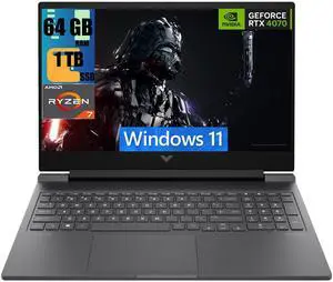 HP Victus 16 Gaming Laptop, 16.1" FHD 144Hz Display, AMD Ryzen 7 8845HS 8 Cores Processor, NVIDIA GeForce RTX 4070 8GB GDDR6, 64GB DDR5  1TB PCIe SSD, Backlit Keyboard, Wi-Fi 6, Windows 11