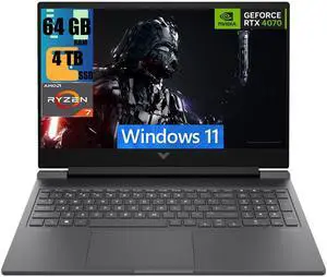 HP Victus 16 Gaming Laptop, 16.1" FHD 144Hz Display, AMD Ryzen 7 8845HS 8 Cores Processor, NVIDIA GeForce RTX 4070 8GB GDDR6, 64GB DDR5  4TB PCIe SSD, Backlit Keyboard, Wi-Fi 6, Windows 11