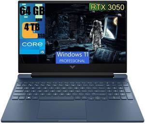 HP Victus 15 Gaming Laptop, 15.6" FHD 144Hz Display, Intel Core i5-12450H 8 Cores Processor, NVIDIA GeForce RTX 3050 4 GB GDDR6, 64GB DDR4  4TB PCIe SSD, Backlit KB, Webcam, Wi-Fi 6, Windows 11 Pro